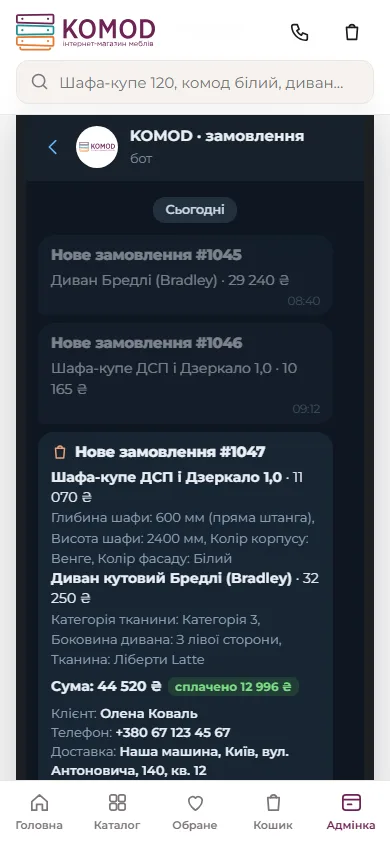 Замовлення в Telegram