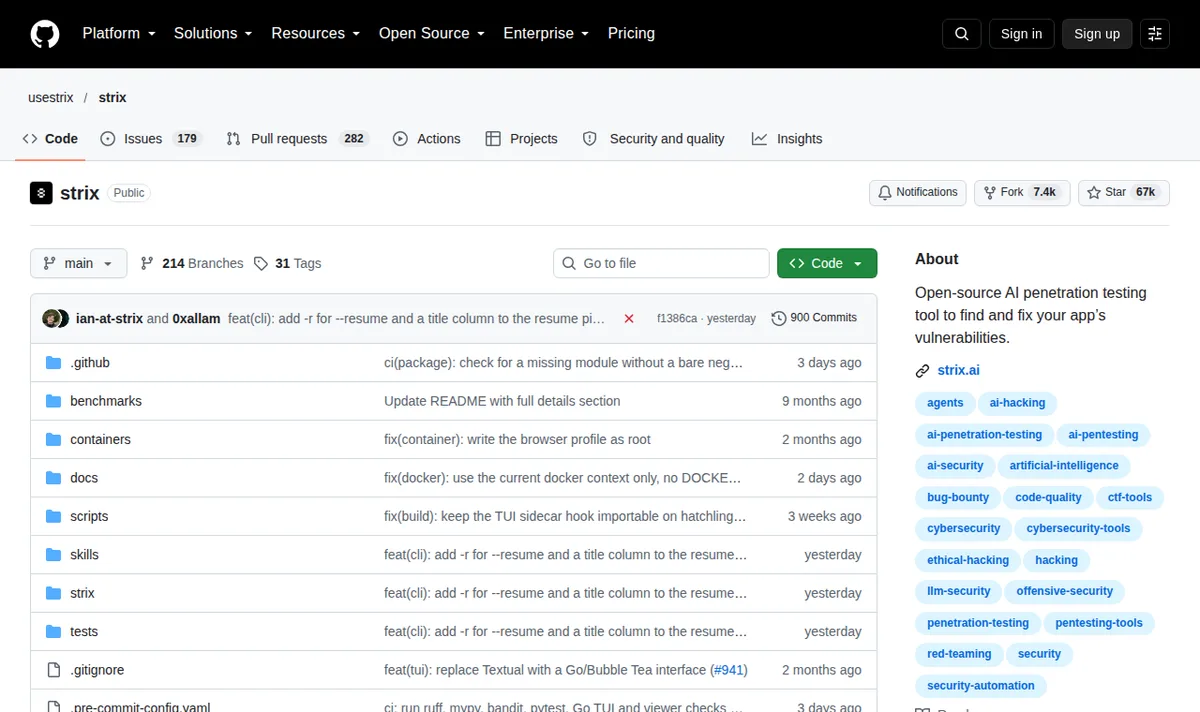 Strix: автоматичний пентест для коду: сторінка github.com/usestrix/strix