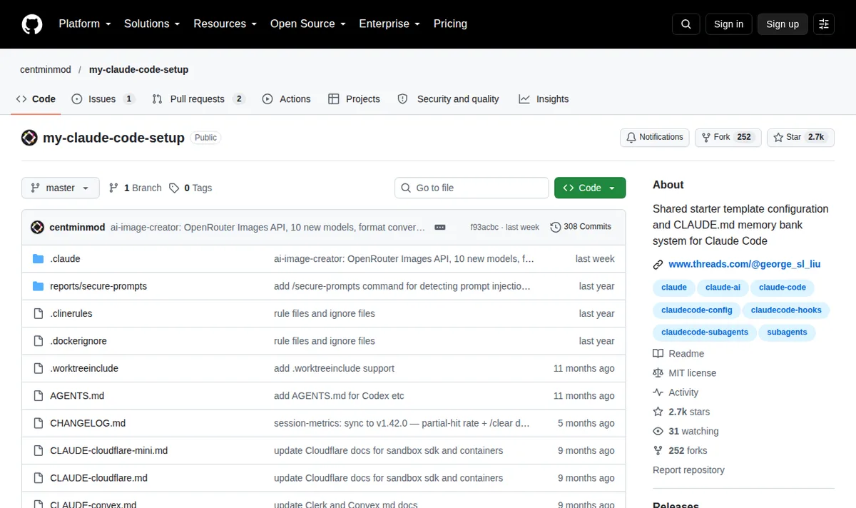 Claude Code Setup: системна конфігурація та плагіни: сторінка github.com/centminmod/my-claude-code-setup